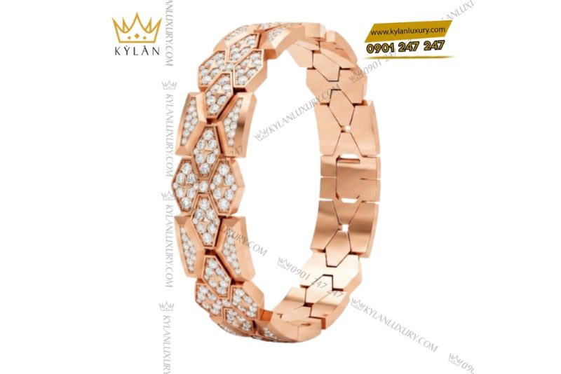 Lắc tay vàng hồng Au750 đính kim cương