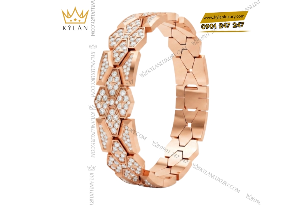 Lắc tay vàng hồng Au750 đính kim cương