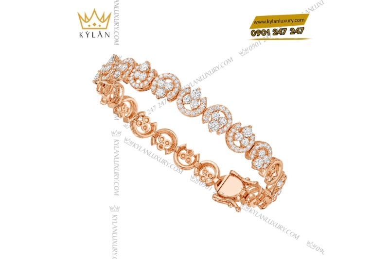 Lắc tay vàng hồng Au750 đính kim cương