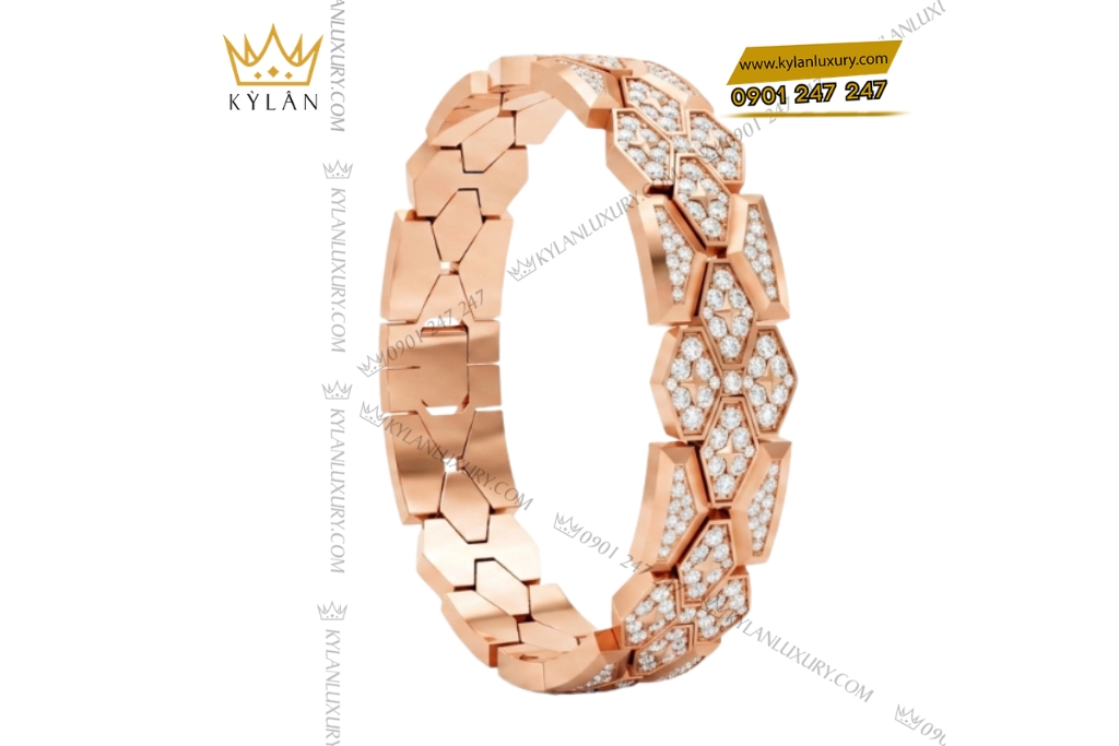 Kỳ Lân Luxury Lac tay vang hong Au750 dinh kim cuong 5 Lắc tay vàng hồng Au750 đính kim cương