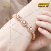 Lắc tay vàng hồng Au750 đính kim cương