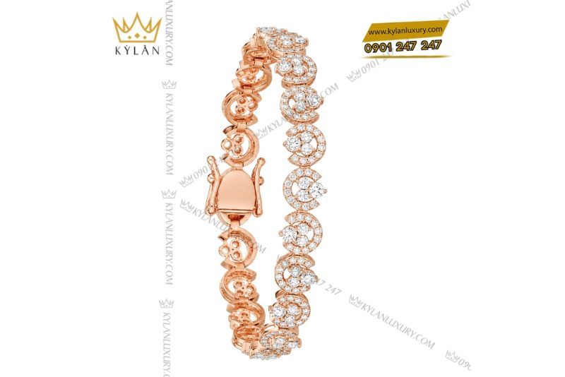 Lắc tay vàng hồng Au750 đính kim cương