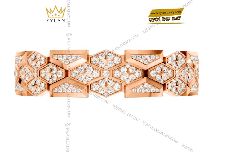 Lắc tay vàng hồng Au750 đính kim cương