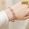 Lắc tay vàng hồng Au750 đính kim cương