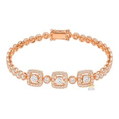 Lắc tay vàng hồng Au750 đính kim cương