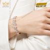 Lắc tay vàng hồng Au750 đính kim cương