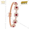 Lắc tay vàng hồng Au750 đính kim cương và sapphire đỏ