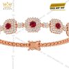 Lắc tay vàng hồng Au750 đính kim cương và sapphire đỏ