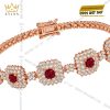 Lắc tay vàng hồng Au750 đính kim cương và sapphire đỏ
