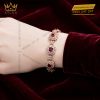 Lắc tay vàng hồng Au750 đính kim cương và sapphire đỏ
