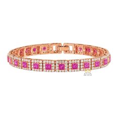 Lắc tay vàng hồng Au750 đính kim cương và sapphire hồng Lắc tay vàng hồng Au750 đính kim cương và sapphire hồng