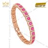 Lắc tay vàng hồng Au750 đính kim cương và sapphire hồng