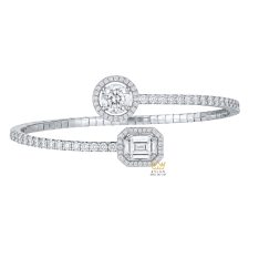 Lắc tay vàng trắng Au750 đính kim cương
