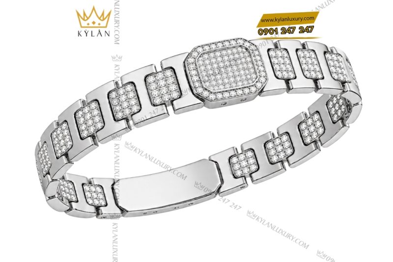 Lắc tay nam vàng trắng Au750 đính kim cương