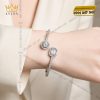 Lắc tay vàng trắng Au750 đính kim cương