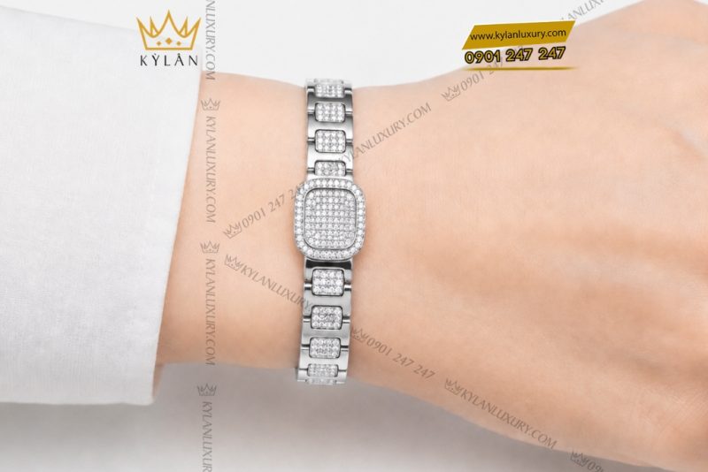 Lắc tay nam vàng trắng Au750 đính kim cương