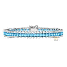 Lắc tay vàng trắng Au750 đính kim cương và đá Topaz