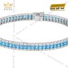Lắc tay vàng trắng Au750 đính kim cương và đá Topaz