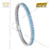 Lắc tay vàng trắng Au750 đính kim cương và đá Topaz