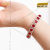 Lắc tay vàng trắng Au750 đính kim cương và sapphire đỏ