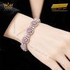 Lắc tay vàng trắng Au750 đính kim cương và sapphire hồng