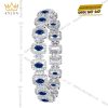 Lắc tay vàng trắng Au750 đính kim cương và sapphire xanh dương
