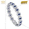 Lắc tay vàng trắng Au750 đính kim cương và sapphire xanh dương