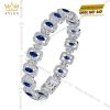 Lắc tay vàng trắng Au750 đính kim cương và sapphire xanh dương