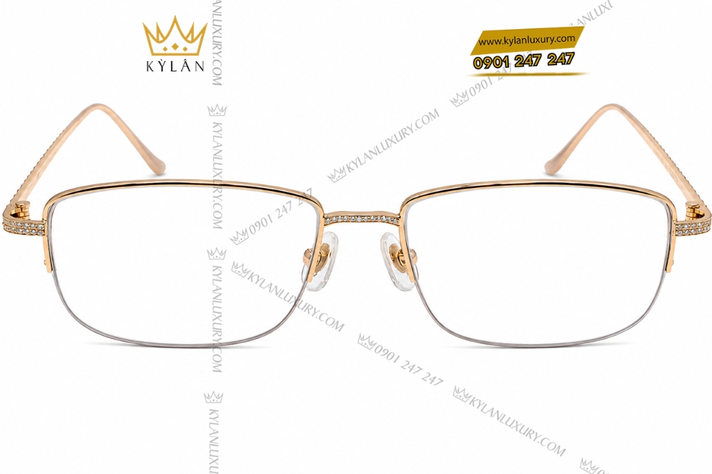 Kỳ Lân Luxury Mat kinh vang Au750 dinh kim cuong 1 Mắt kính vàng Au750 đính kim cương