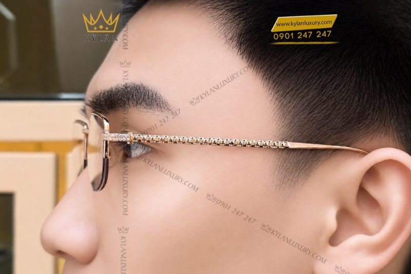 Mắt kính vàng Au750 đính kim cương