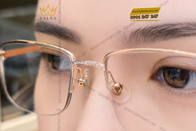 Mắt kính vàng Au750 đính kim cương