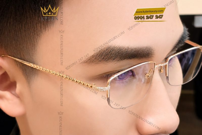 Mắt kính vàng Au750 đính kim cương