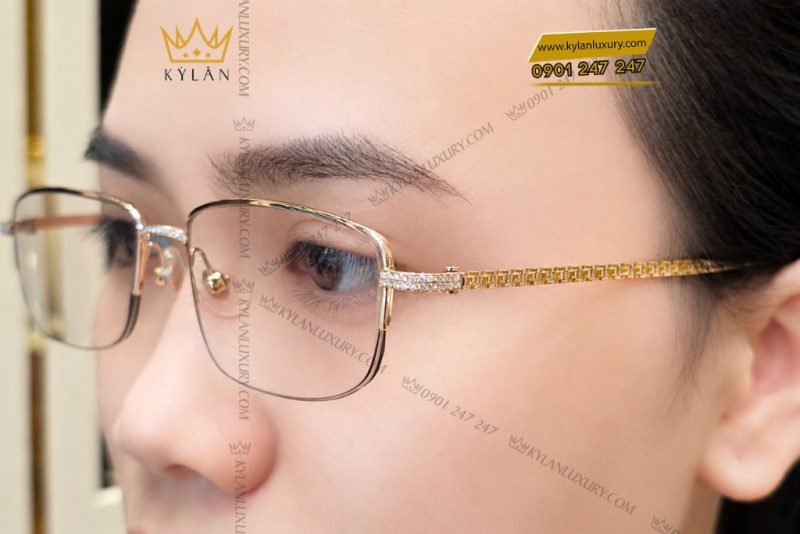 Mắt kính vàng Au750 đính kim cương