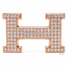 Mặt thắt lưng chữ H vàng hồng đính full kim cương