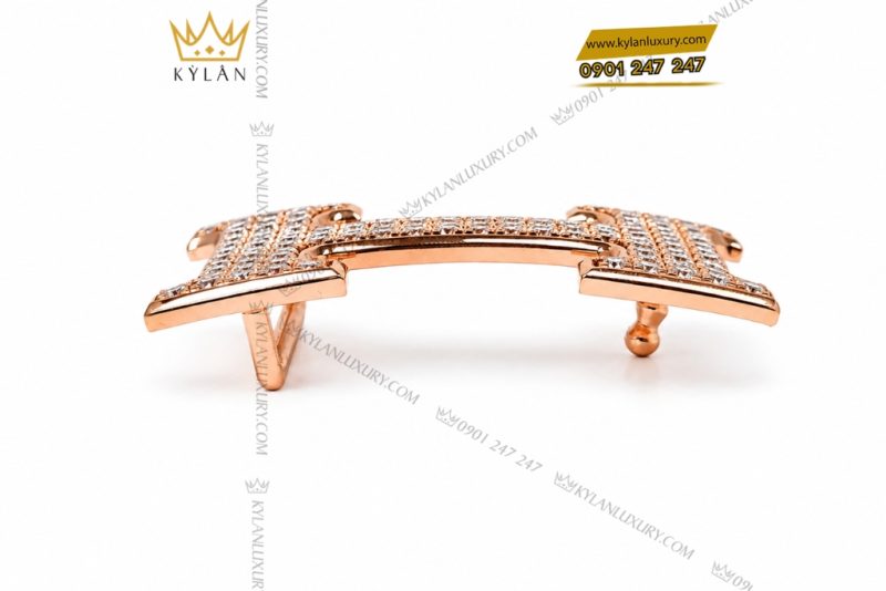 Mặt thắt lưng chữ H vàng hồng đính full kim cương