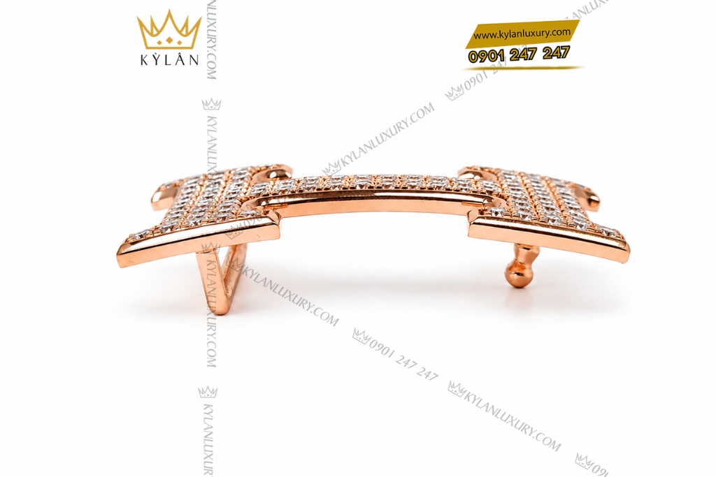 Kỳ Lân Luxury Mat that lung chu H vang hong dinh full kim cuong 3 Mặt thắt lưng chữ H vàng hồng đính full kim cương