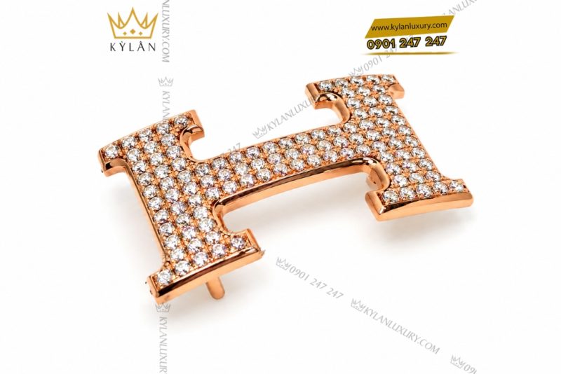 Mặt thắt lưng chữ H vàng hồng đính full kim cương