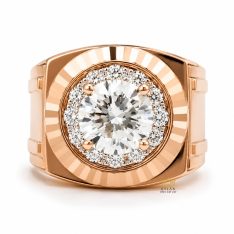 Nhẫn Rolex vàng hồng Au750 đính viên chủ 11ly3