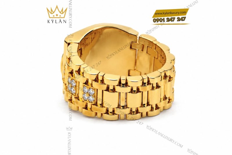 Nhẫn Rolex vàng vàng Au750 đính viên chủ 8ly1