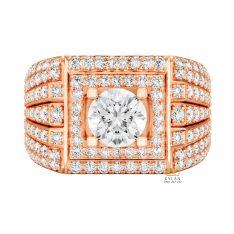 Nhẫn nam vàng hồng Au750 đính kim cương