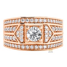 Nhẫn nam vàng hồng Au750 đính kim cương