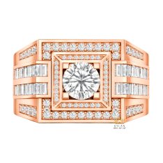 Nhẫn nam vàng hồng Au750 đính kim cương