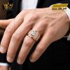 Nhẫn nam vàng hồng Au750 đính kim cương