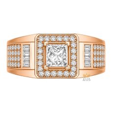 Nhẫn nam vàng hồng Au750 đính kim cương