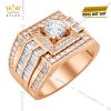 Nhẫn nam vàng hồng Au750 đính kim cương