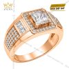 Nhẫn nam vàng hồng Au750 đính kim cương