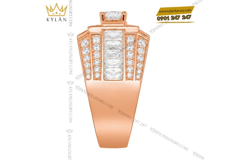 Nhẫn nam vàng hồng Au750 đính kim cương