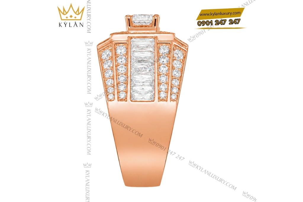 Kỳ Lân Luxury Nhan nam vang hong Au750 dinh kim cuong 14 2 Nhẫn nam vàng hồng Au750 đính kim cương