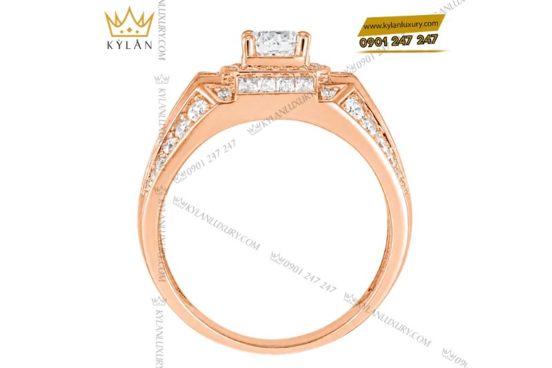Nhẫn nam vàng hồng Au750 đính kim cương
