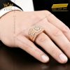 Nhẫn nam vàng hồng Au750 đính kim cương
